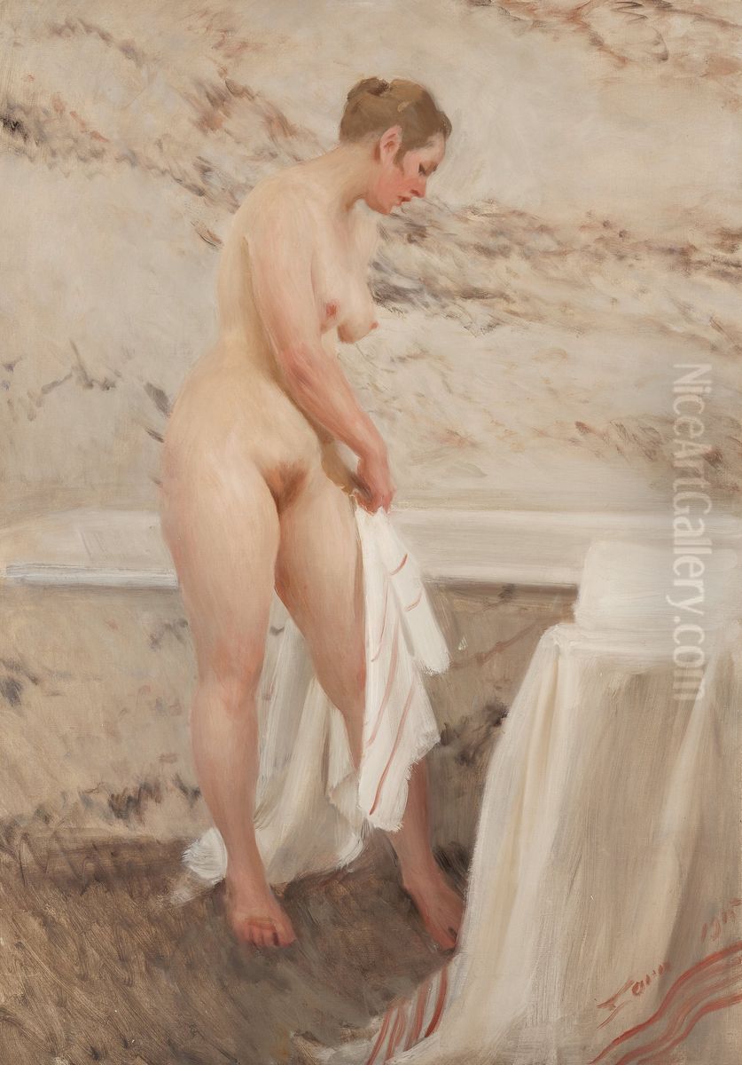 Vid badkaret Oil Painting by Anders Zorn