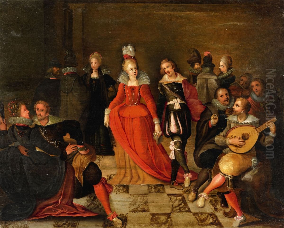 Interior with Merry Company Oil Painting by Louis de Caullery