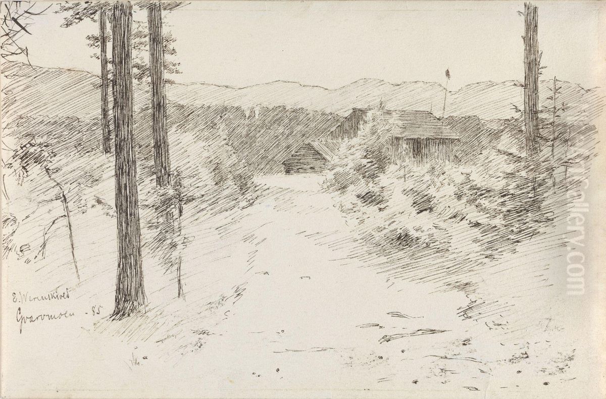 Landscape from Gvarvmoen Oil Painting by Erik Werenskiold