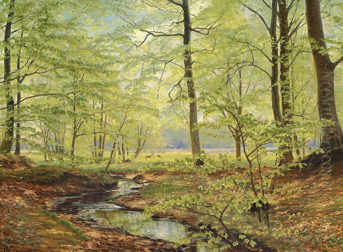 Beech trees in springtime. Oil Painting by Christian Zacho
