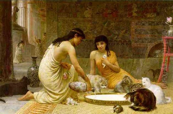 Sacred to Pasht. Oil Painting by Edwin Longsden Long