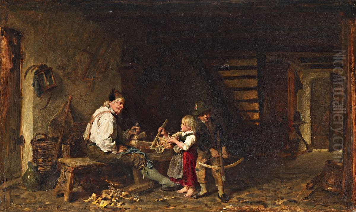 In der Werkstatt des Schreiners Oil Painting by Felix Schlesinger