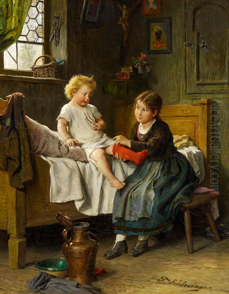 The little brother Oil Painting by Felix Schlesinger