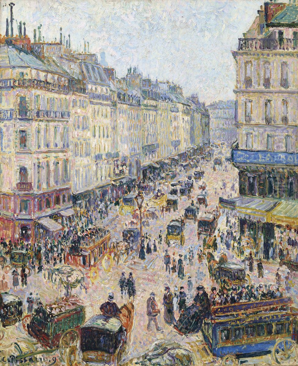 La Rue Saint-Lazare, temps lumineux Oil Painting by Camille Pissarro