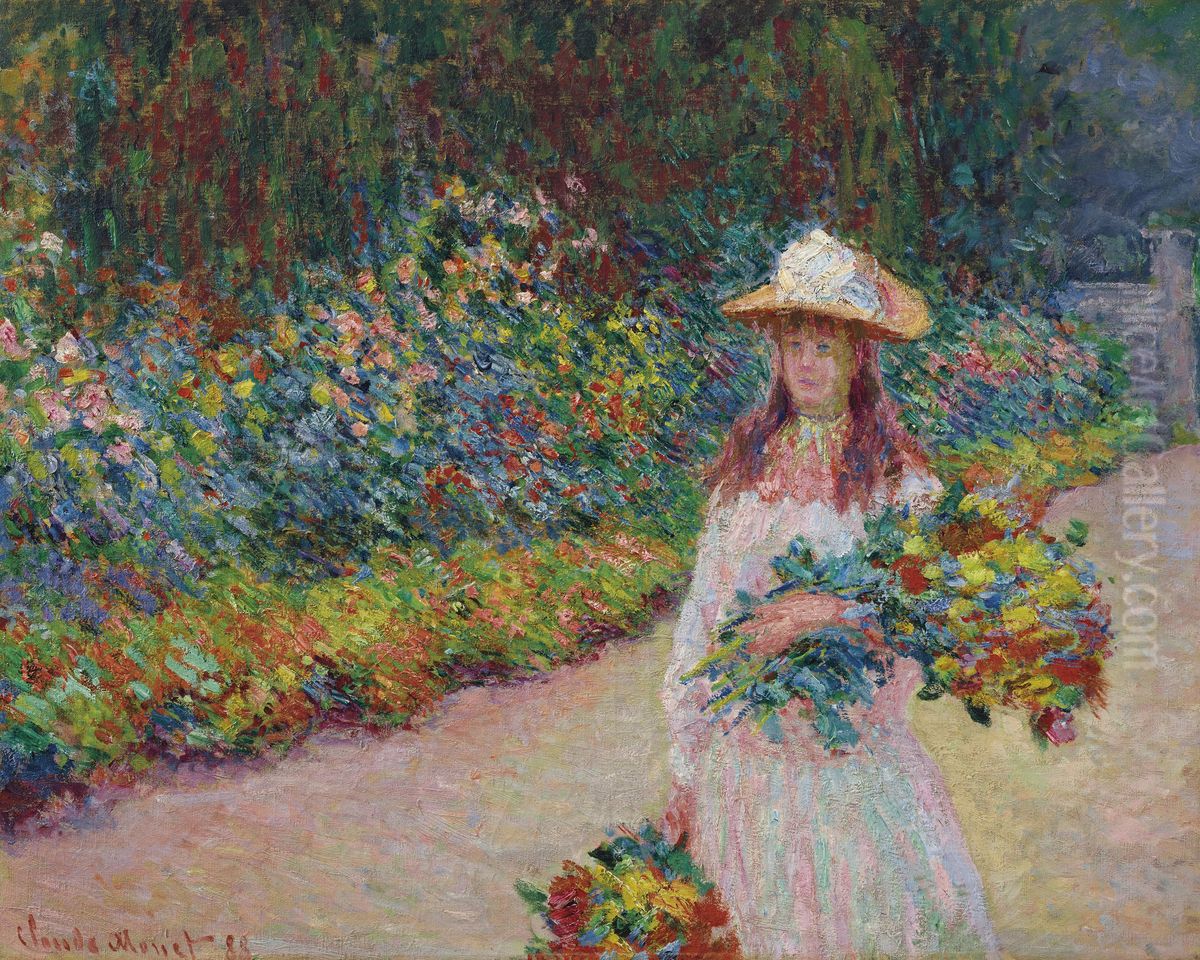 Jeune fille dans le jardin de Giverny Oil Painting by Claude Oscar Monet