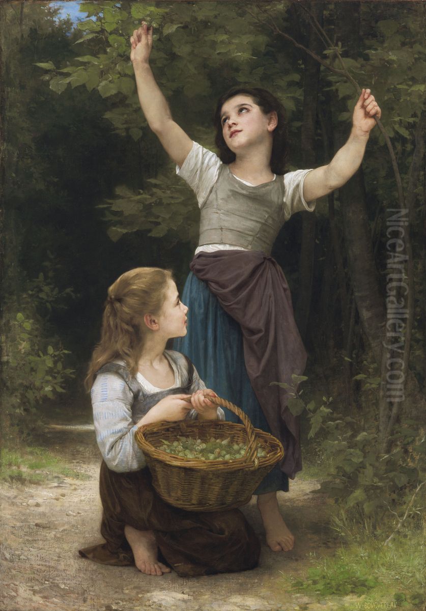 Recolte de noisettes Oil Painting by William-Adolphe Bouguereau
