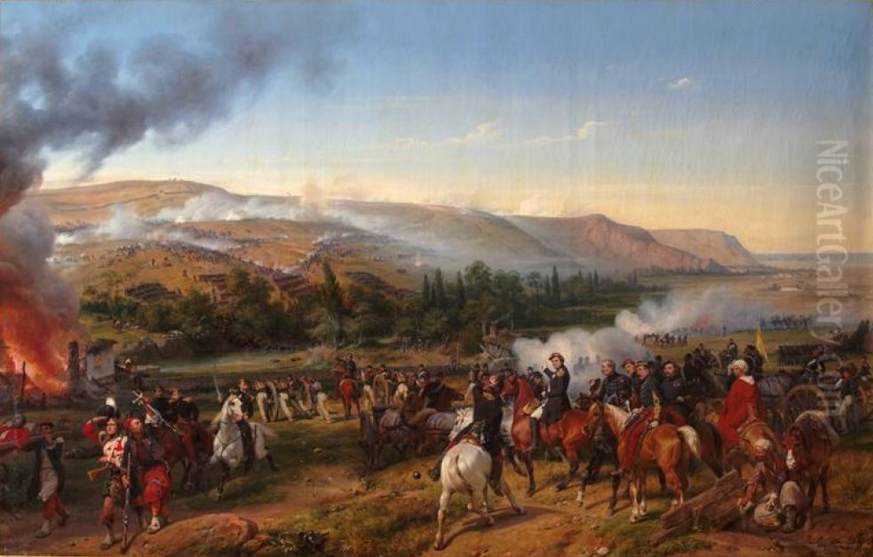 The battle of the Alma in 1854 Oil Painting by Horace Vernet