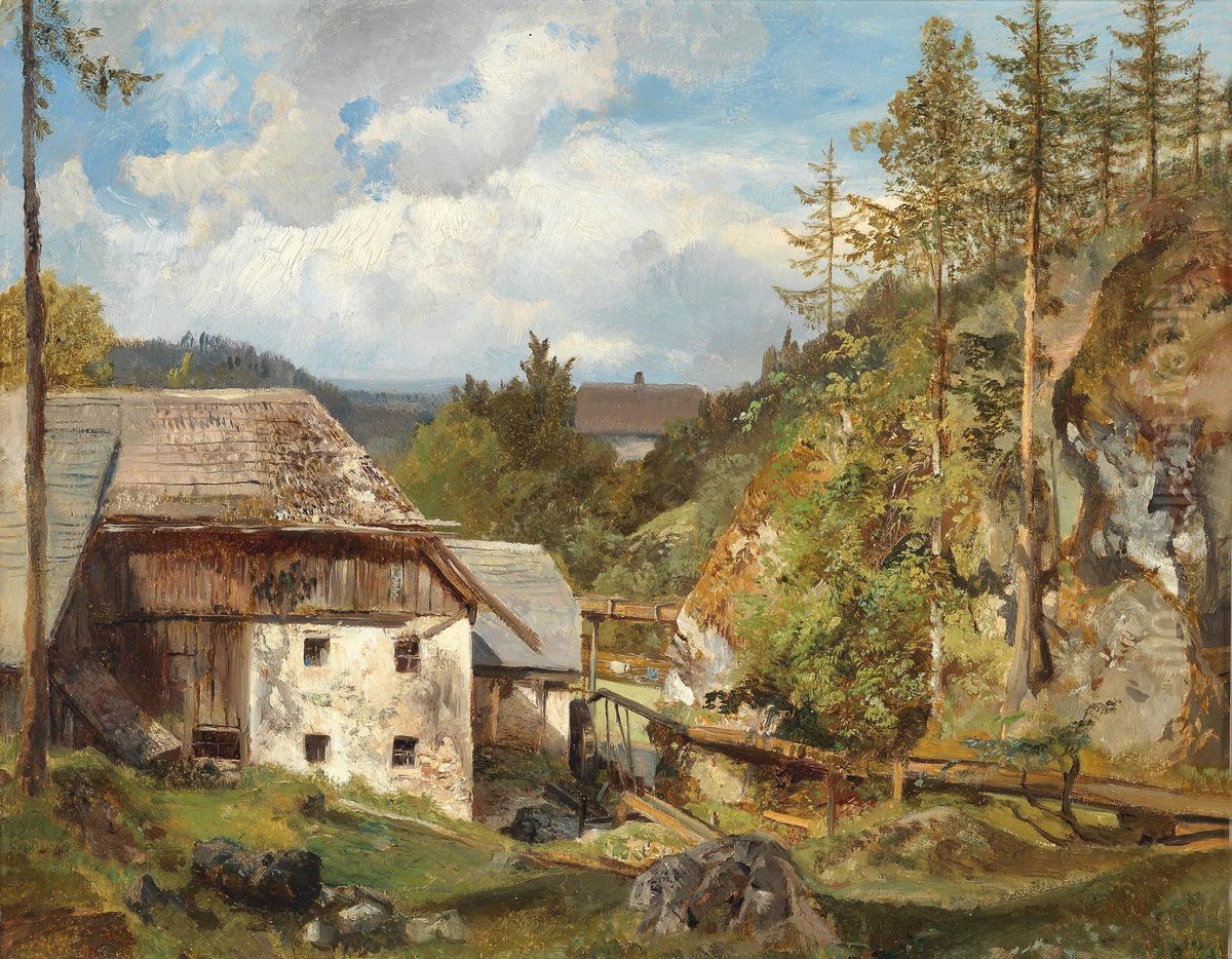The mill in the wood Oil Painting by Emil Jakob Schindler