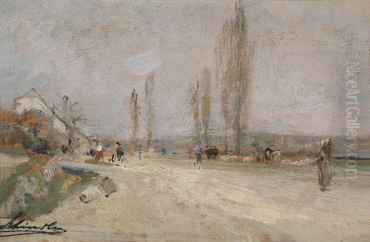 Street near Lundenburg Oil Painting by Emil Jakob Schindler