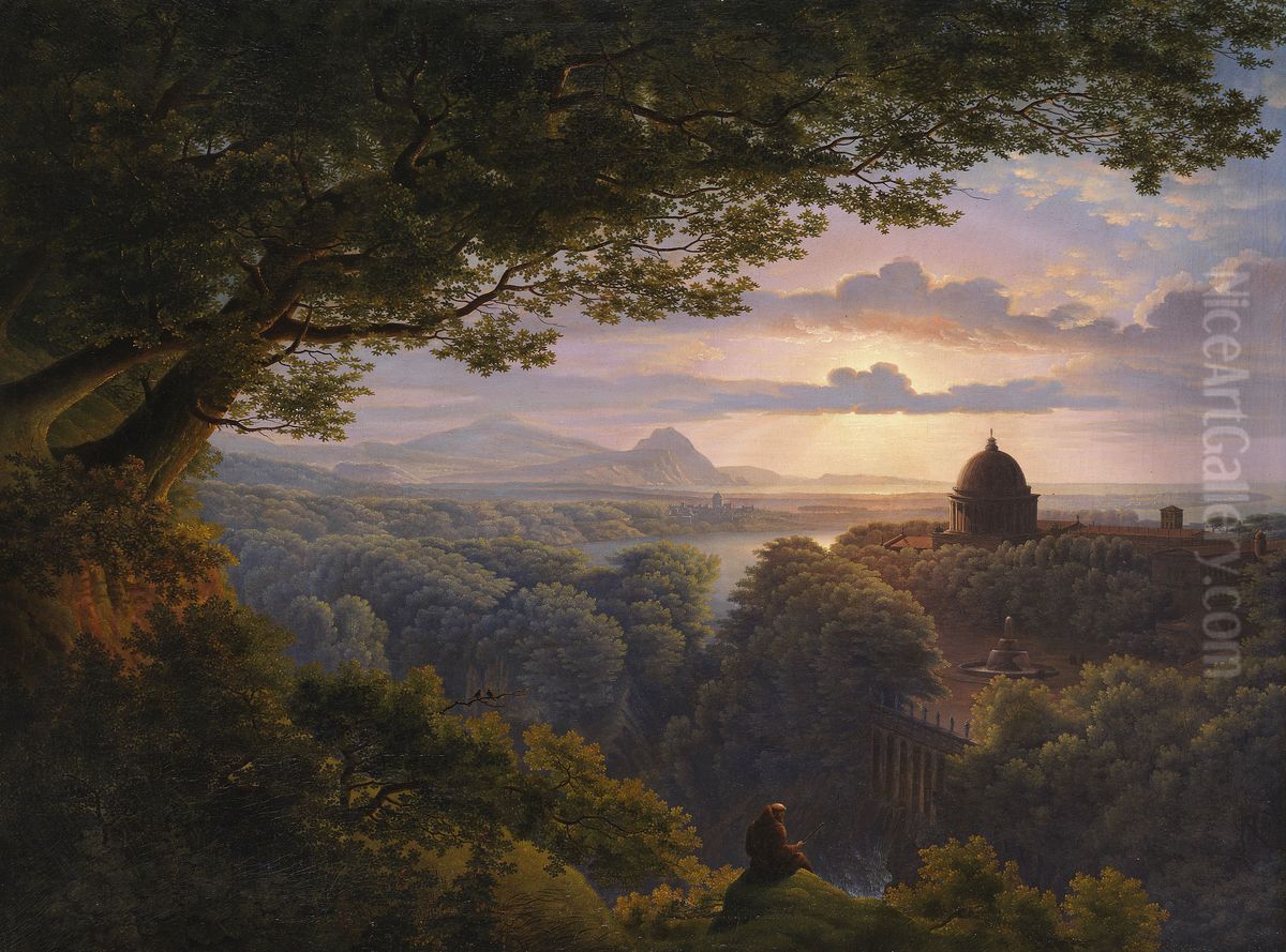 Landscape with pilgrim Oil Painting by Karl Friedrich Schinkel