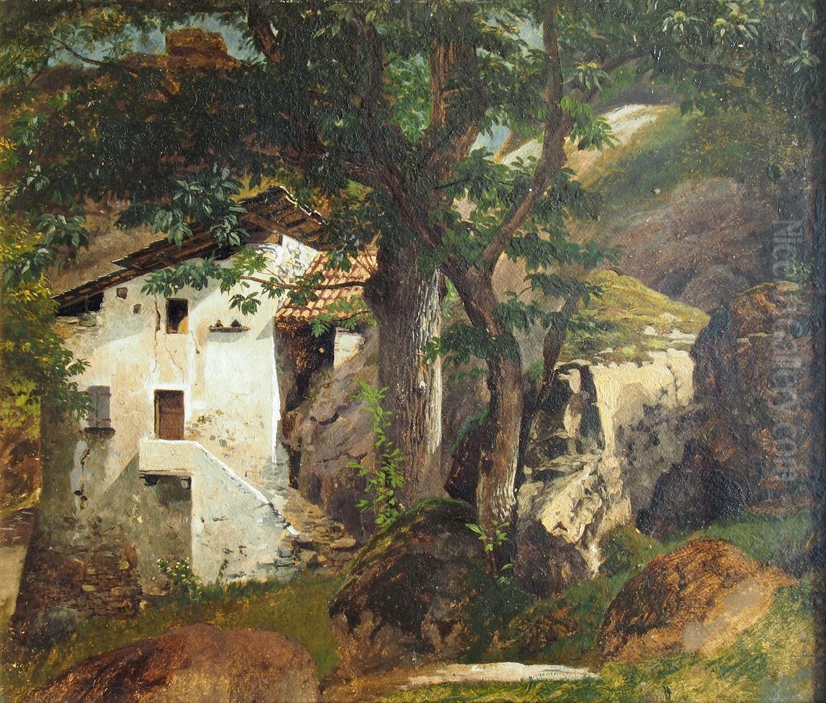Sudtiroler Haus unter Kastanien Oil Painting by Johann Wilhelm Schirmer