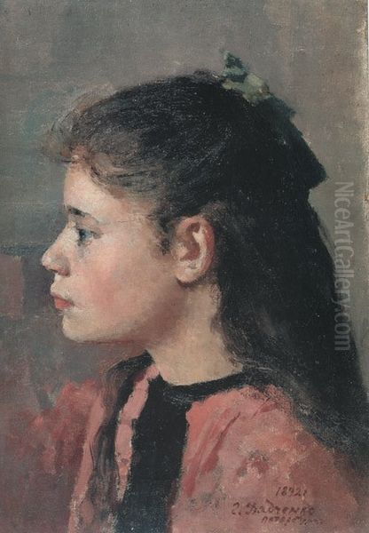 Portret divcinki Oil Painting by Hryhorij Djadtschenko