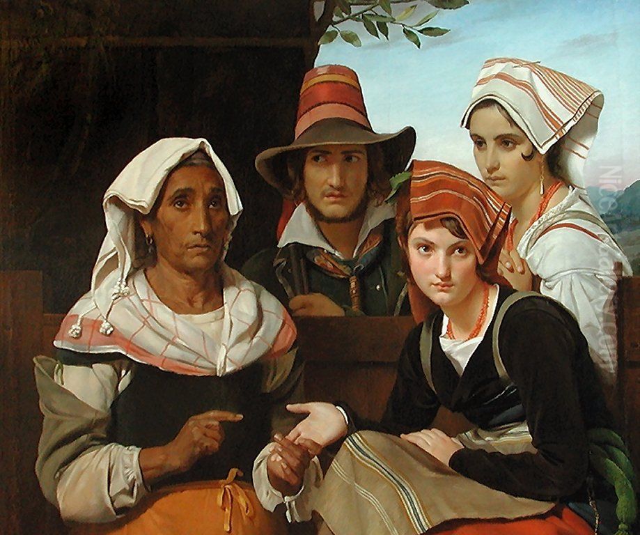 Scene de brigands avec la diseuse de bonne aventure Oil Painting by Francois-Joseph Navez
