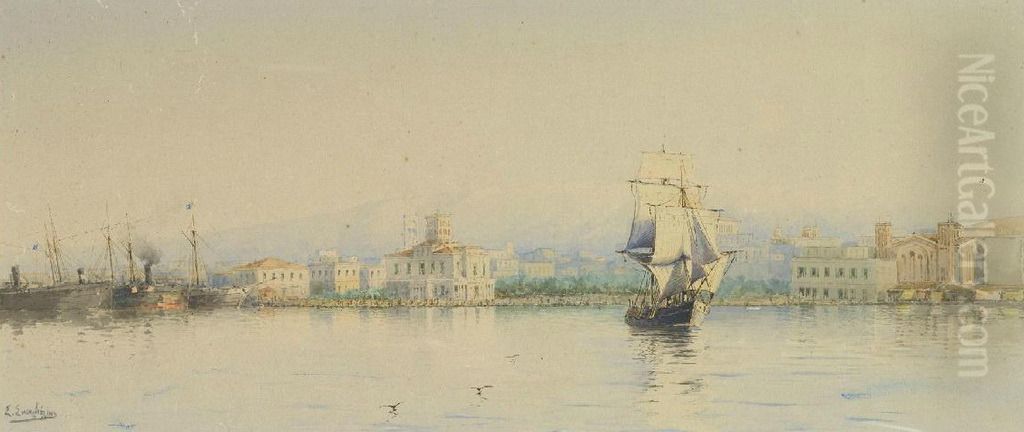 Piraeus harbour Oil Painting by unknown