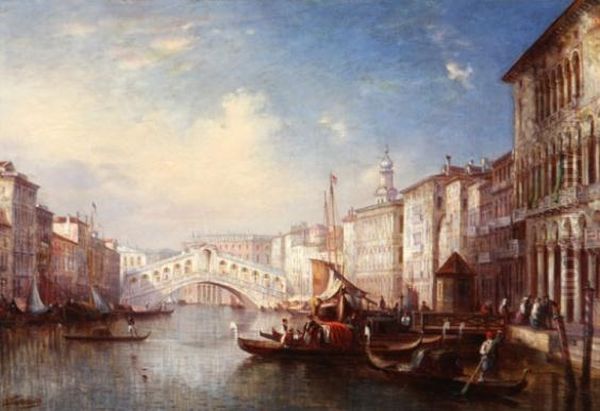 Scene of the Grand Canal, Venice Oil Painting by Adolf Sukkert