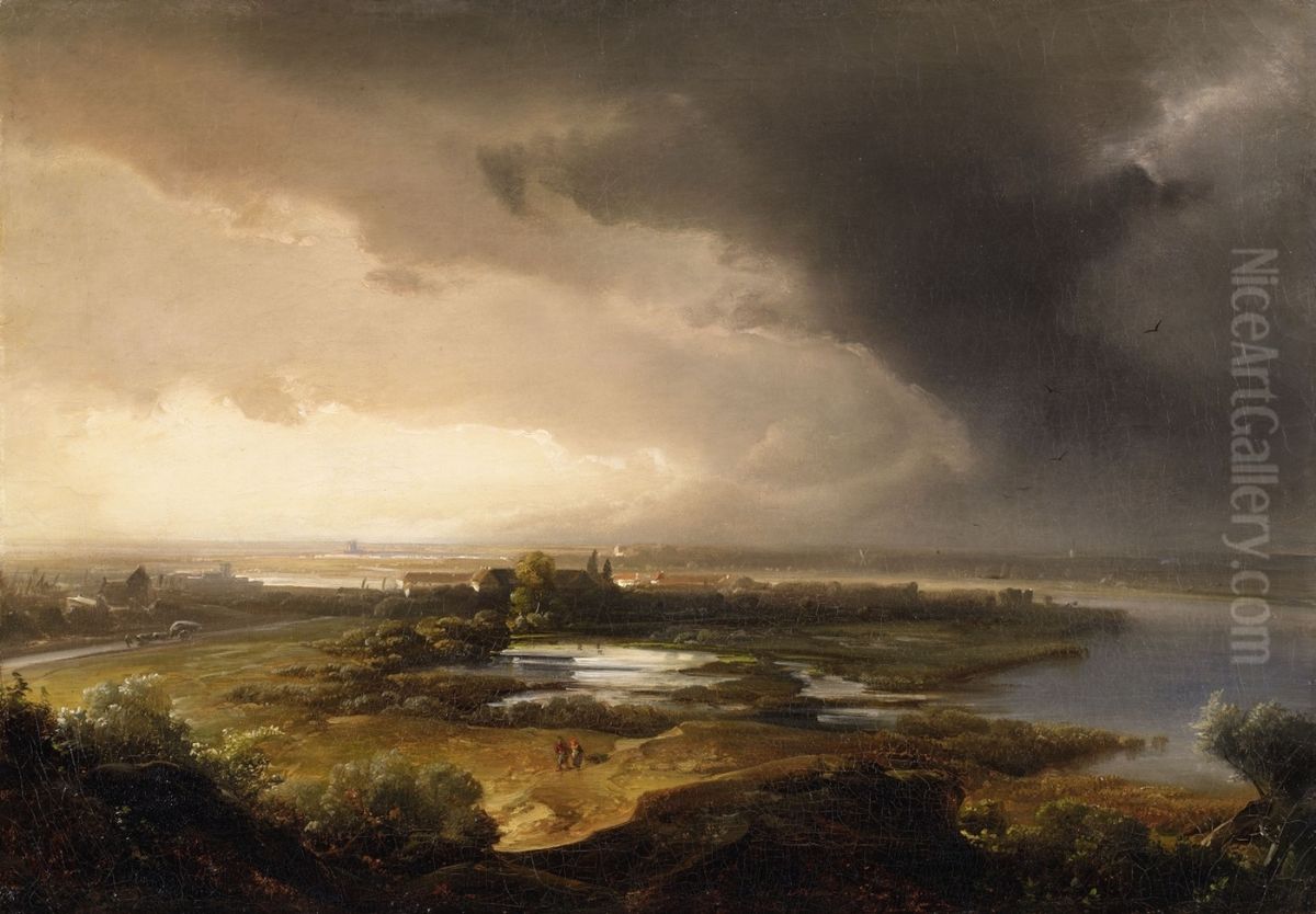 On the Lower Rhine Oil Painting by Caspar Scheuren