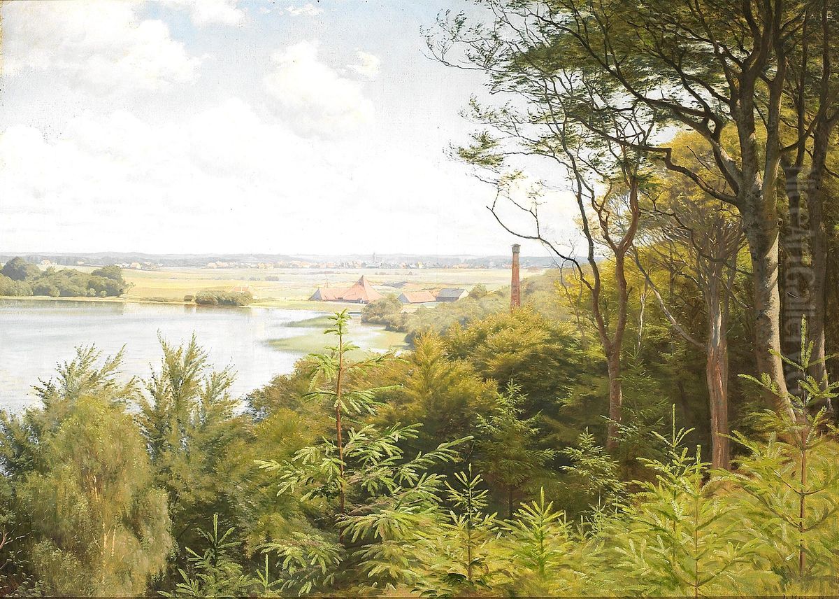 A view of Ornso near Silkeborg. Oil Painting by Ludvig Kabell