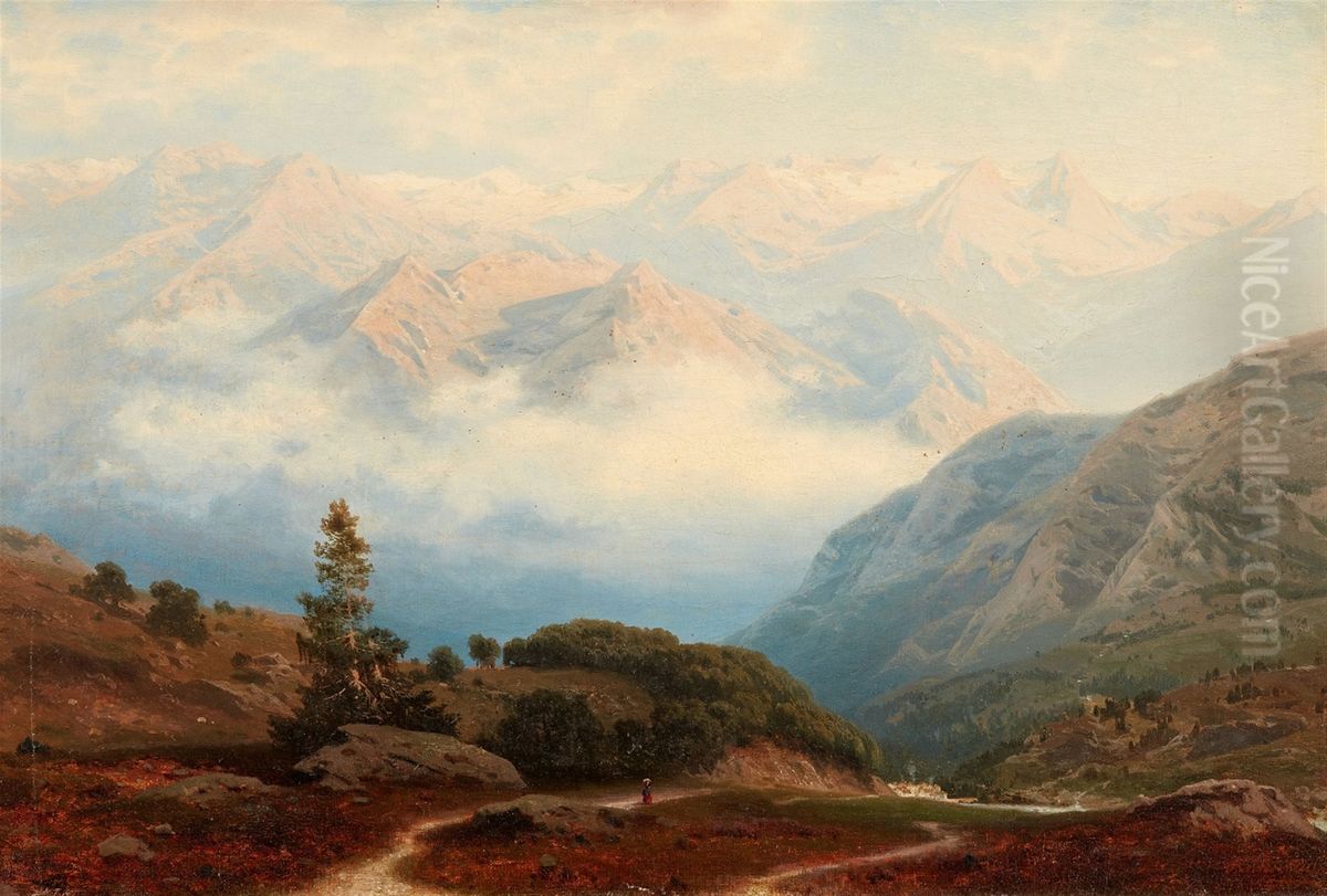 Hochgebirgslandschaft in den Pyrenaen Oil Painting by Stanislaus von Kalckreuth