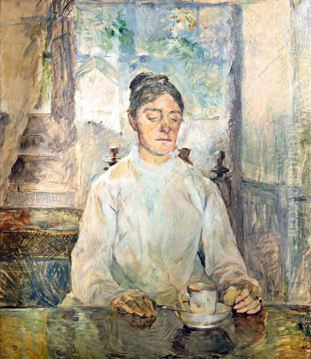 La Comtesse Adele de Toulouse-Lautrec petit dejeune au Chateau de Malrome Oil Painting by Henri De Toulouse-Lautrec