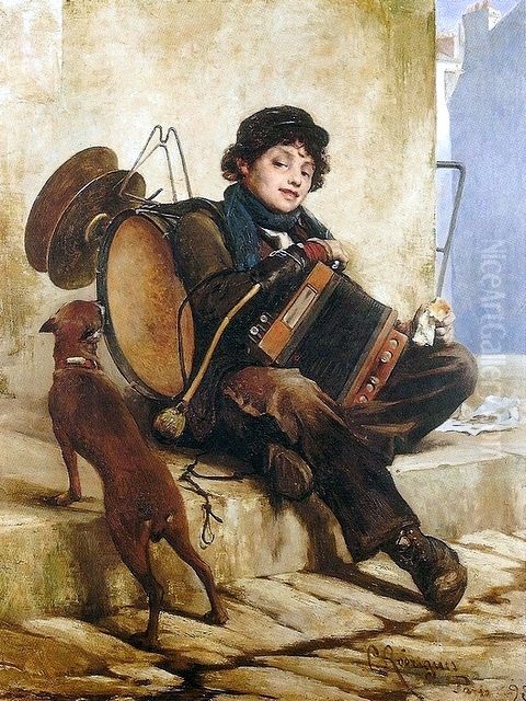 Orquestra ambulante Oil Painting by Manuel Lopes Rodrigues