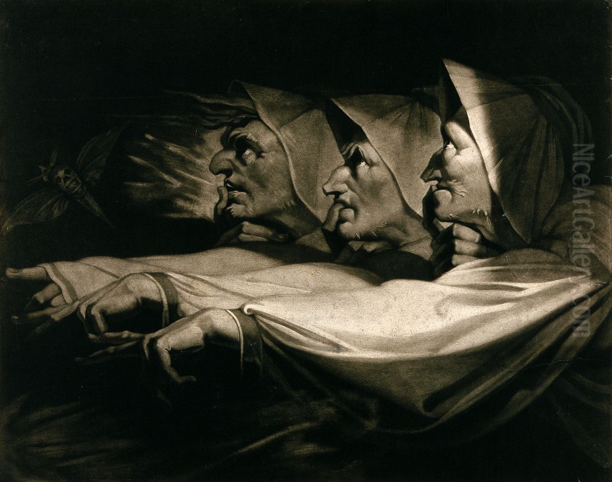 the three weird sisters Oil Painting by Henry Fuseli