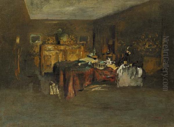 Madame Vuillard cousant Oil Painting by Jean-Edouard Vuillard