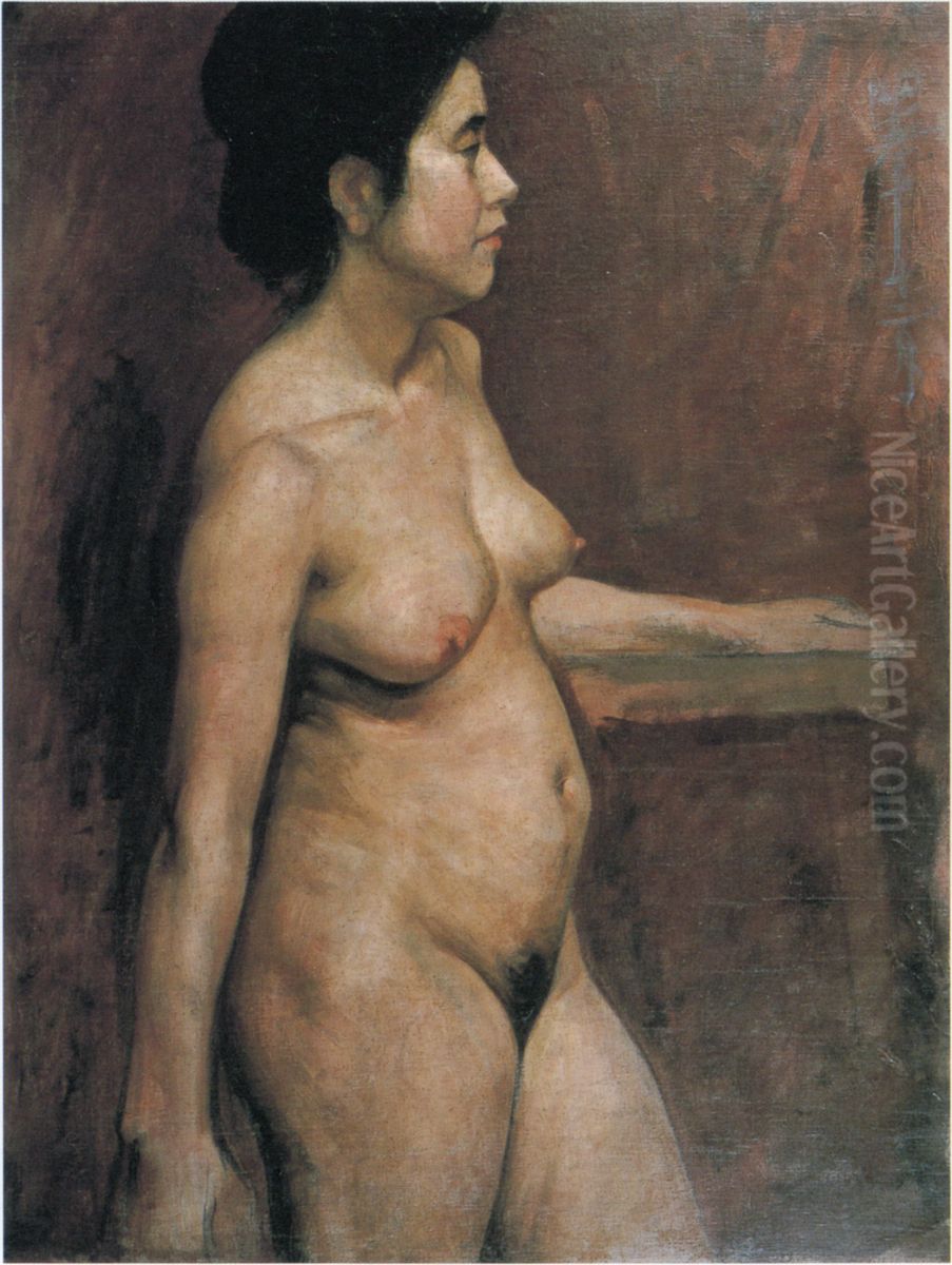 Study for Female Nude Oil Painting by Nakamura Tsune