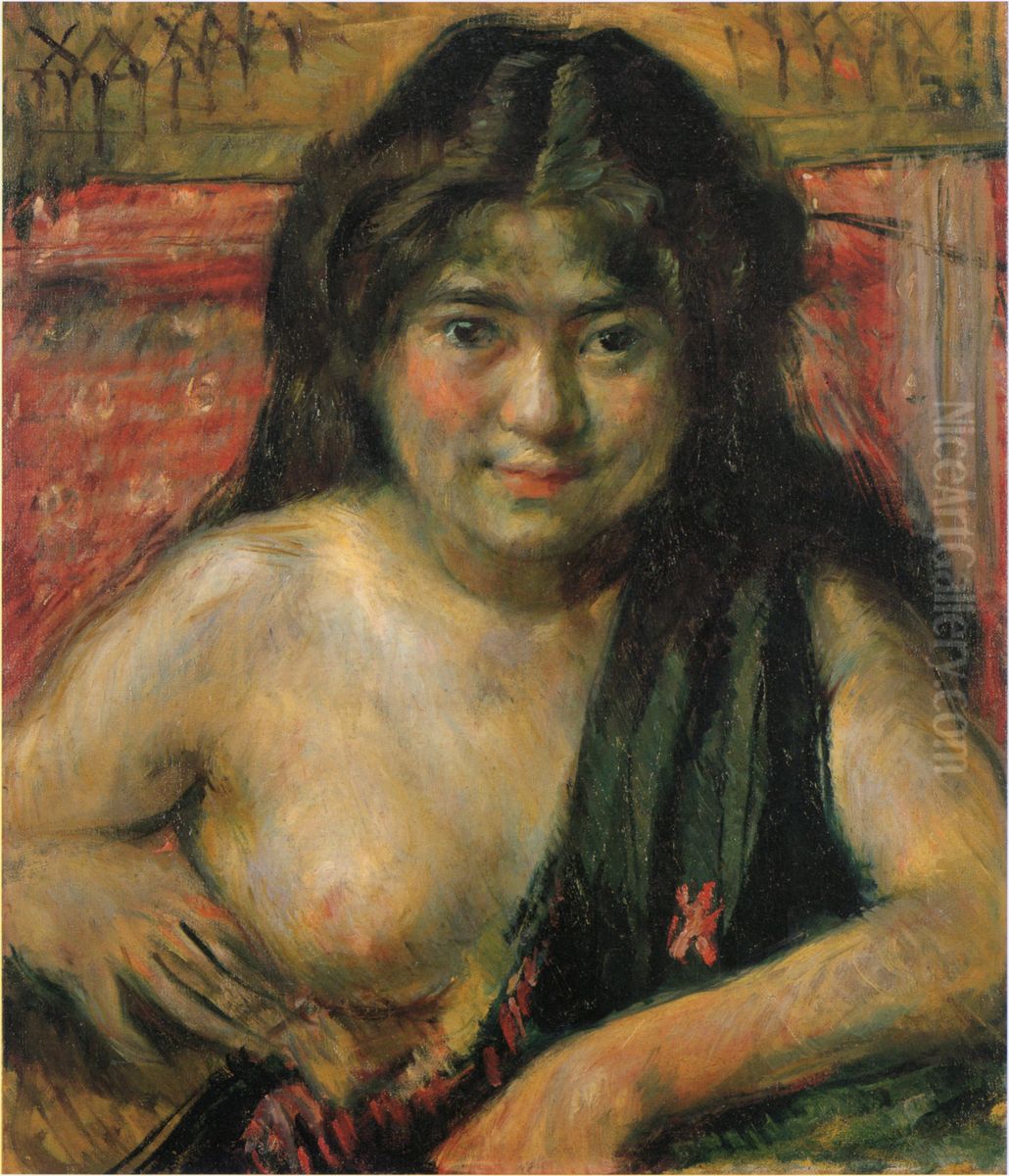 A Girl Oil Painting by Nakamura Tsune