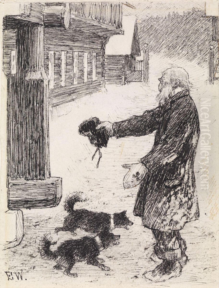 Yes, that was quite true, replied the Smith, and he stuck to his Story Oil Painting by Erik Werenskiold