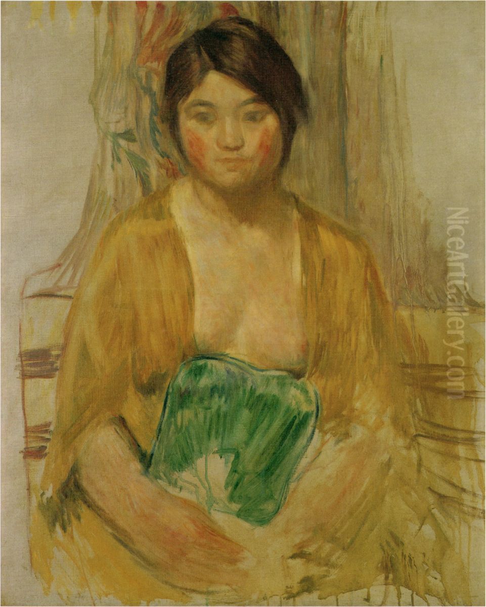 A Girl Oil Painting by Nakamura Tsune