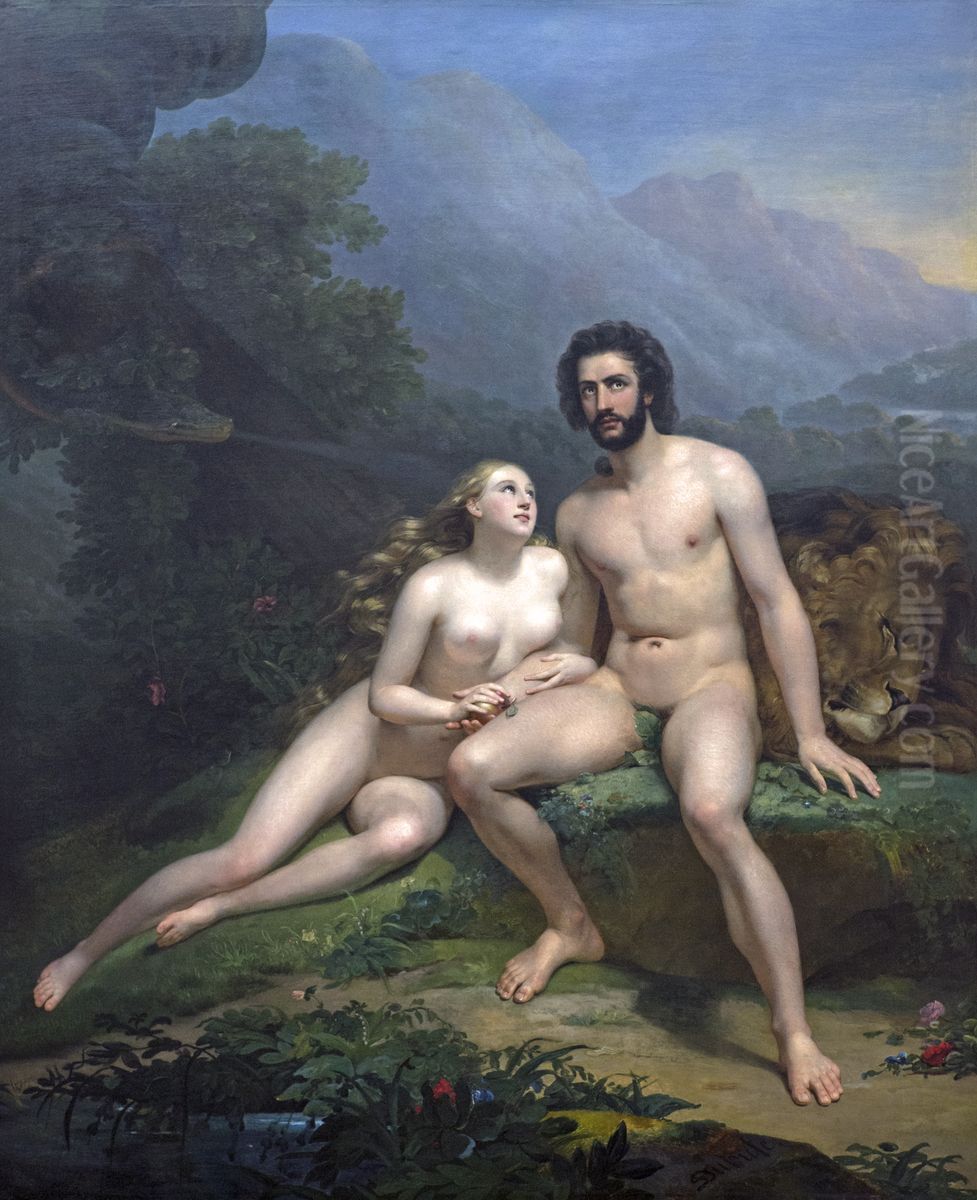 Adam et Eve Oil Painting by Claude-Marie Dubufe