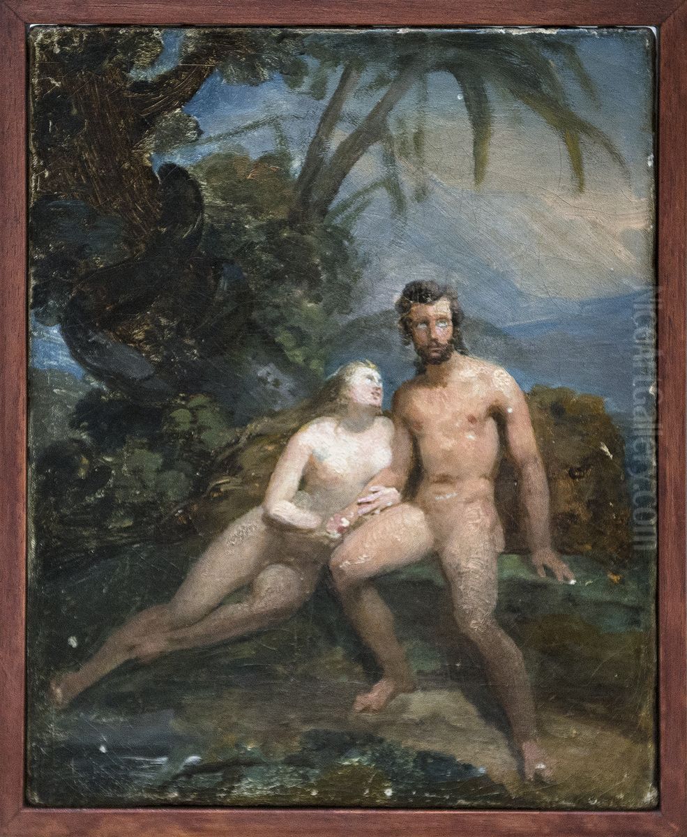 Esquisse pour Adam et Eve Oil Painting by Claude-Marie Dubufe