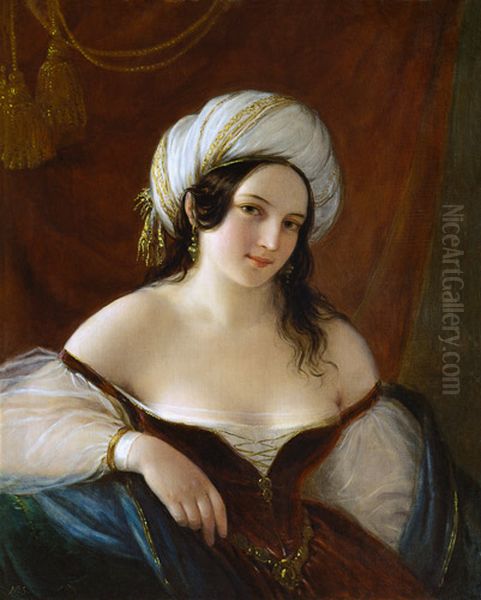 Odalisque Oil Painting by Natale Schiavoni