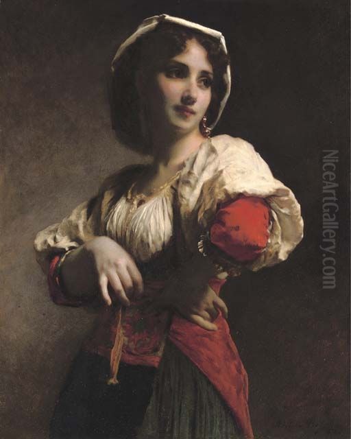 A neapolitan beauty Oil Painting by Adolphe Piot