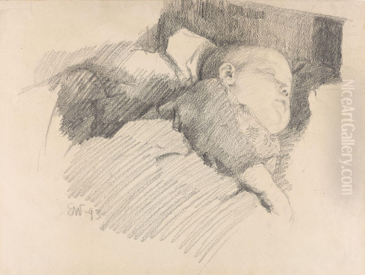 Sleeping Child Oil Painting by Erik Werenskiold