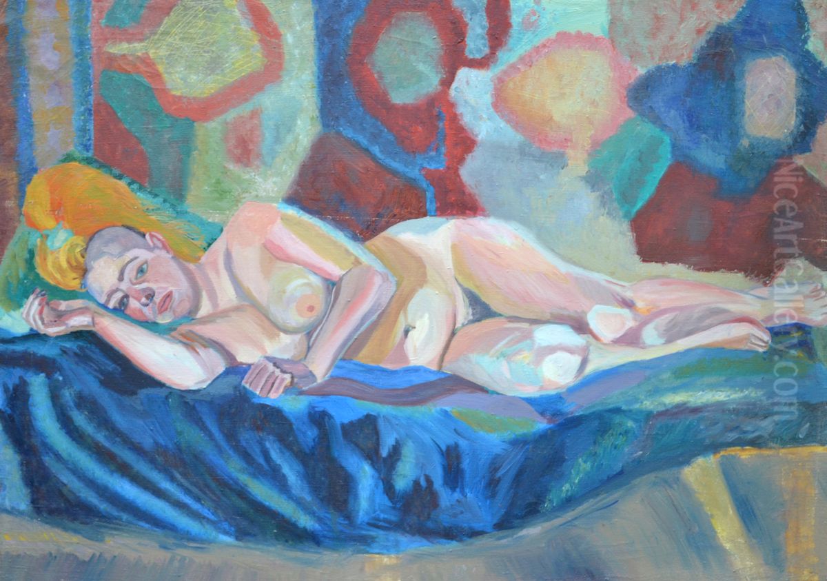 Rachel with oriental carpet. Oil Painting by unknown