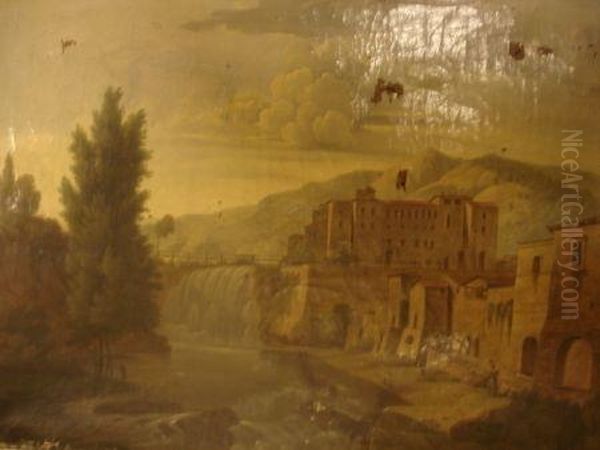 Paysage Montagneux A La Cascade Oil Painting by Charles Camarroque