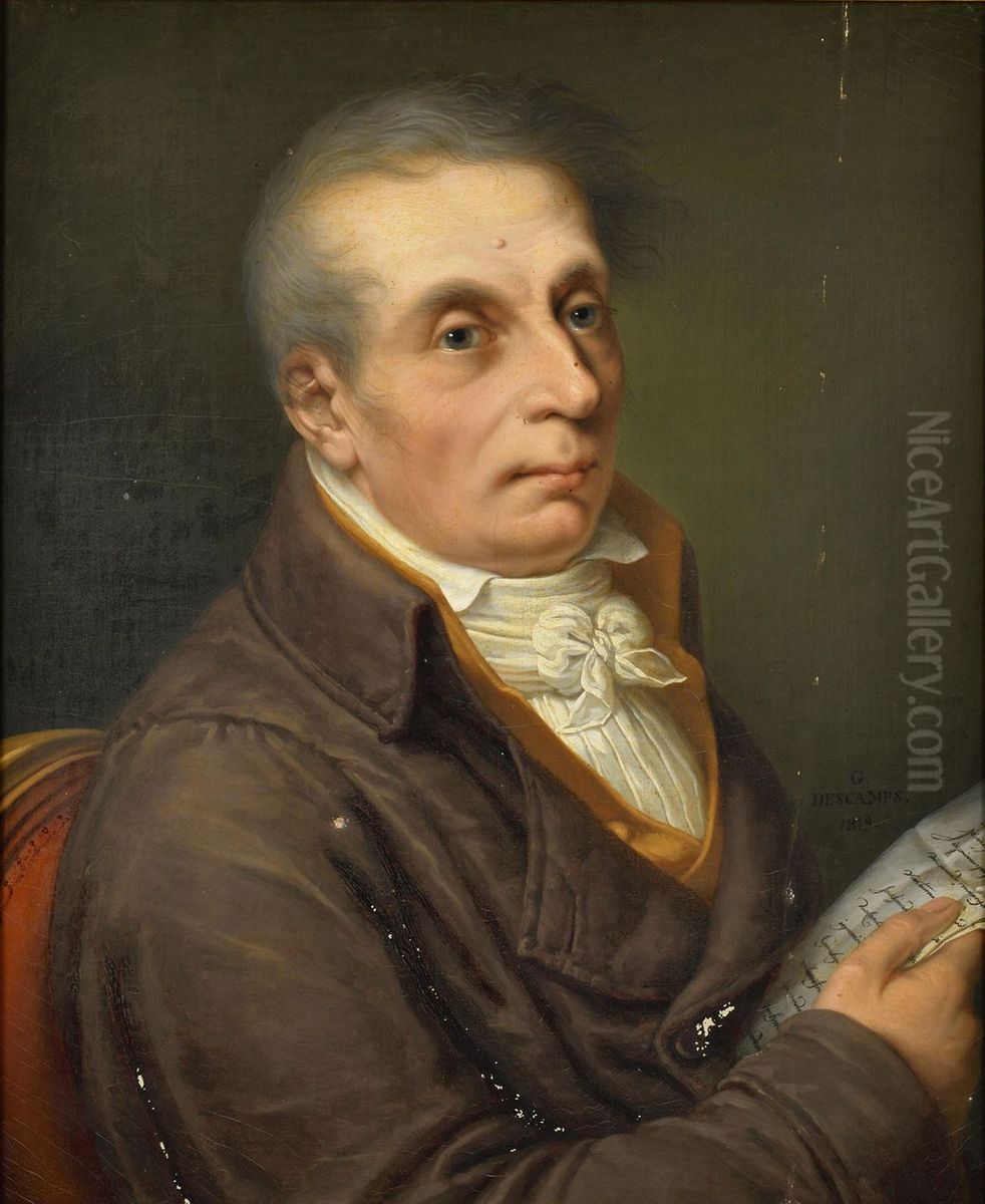 Portrait d'Ignace-Joseph Vanlerberghe de Busigny tenant une lettre Oil Painting by Guillaume Descamps