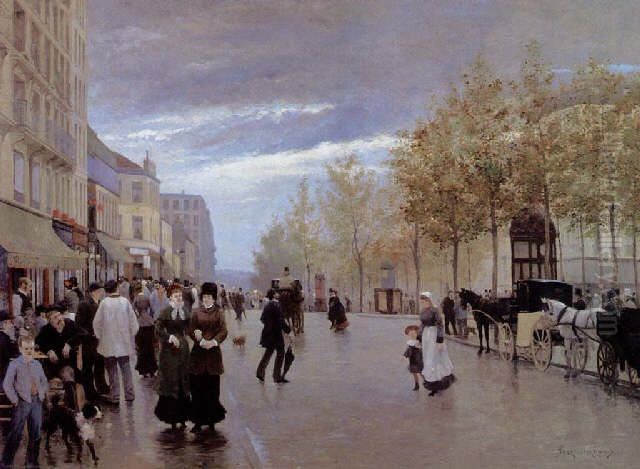 Boulevard de Rochechouart, Paris Oil Painting by Albert Emmanuel Bertrand
