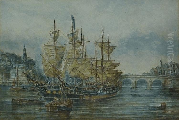 British Frigates 'Herdman' 'Patrick' & 'Europe Squadron' Oil Painting by unknown