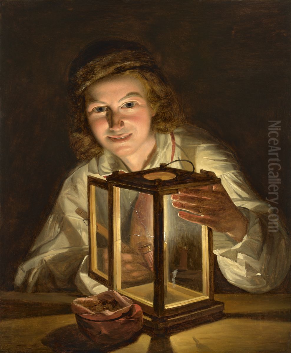 Boy with a Stable Lantern Oil Painting by Ferdinand Georg Waldmuller
