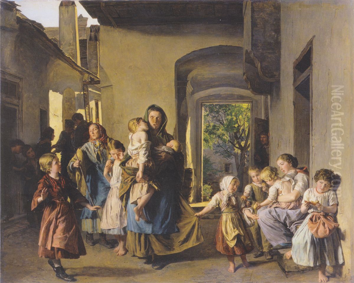 The evicted Oil Painting by Ferdinand Georg Waldmuller