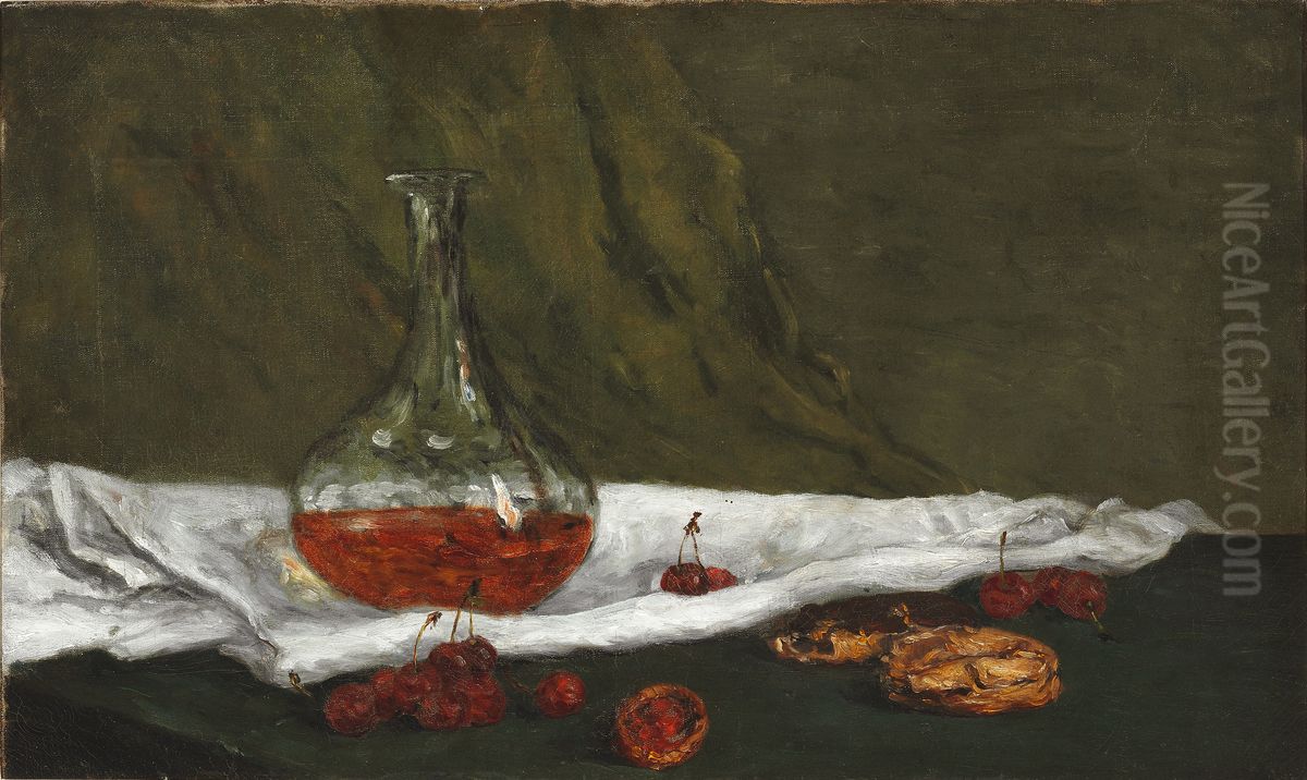 Cherries and Carafe Oil Painting by Paul Gauguin
