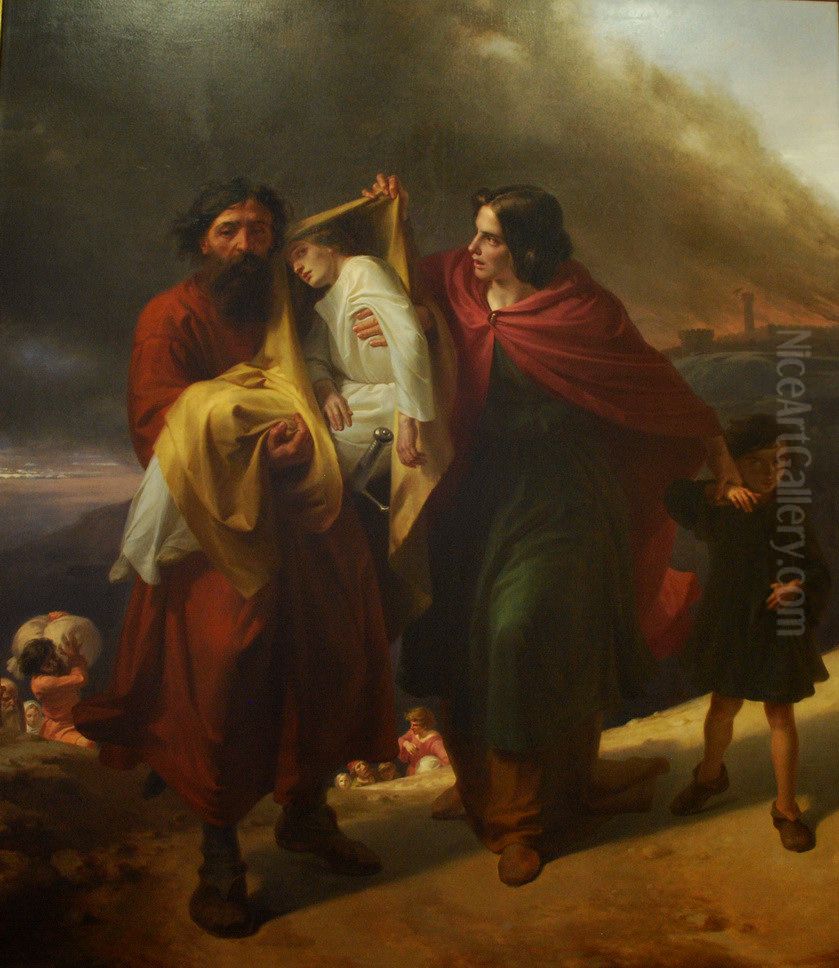 I profughi di Tortona Oil Painting by Carlo Arienti