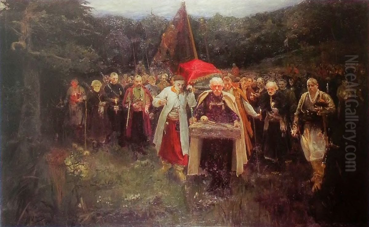 Burial of a Kish Otaman Oil Painting by Oleksandr Murashko