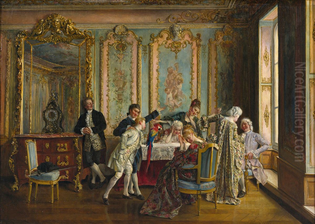 The Rude Parrot Oil Painting by Ignacio Leon y Escosura