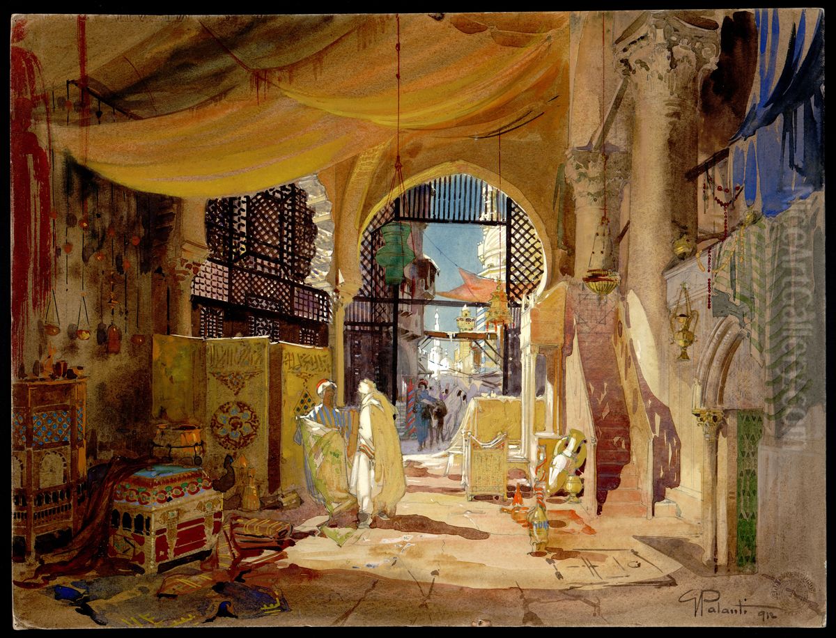 The Bazar Oil Painting by Giuseppe Palanti