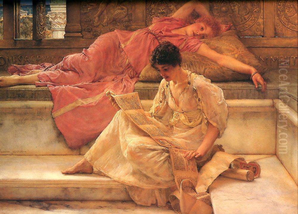 Favourite Poet Oil Painting by Lawrence Alma-Tadema