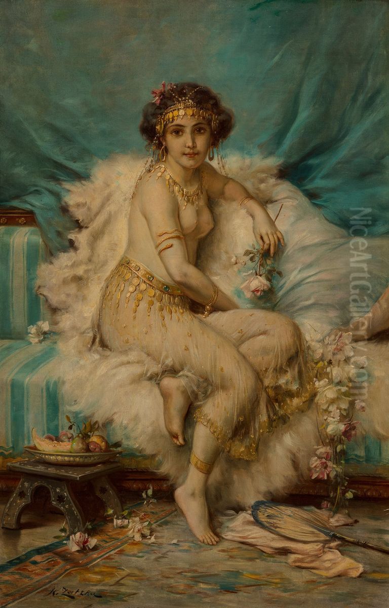 Odalisque Oil Painting by Hans Zatzka
