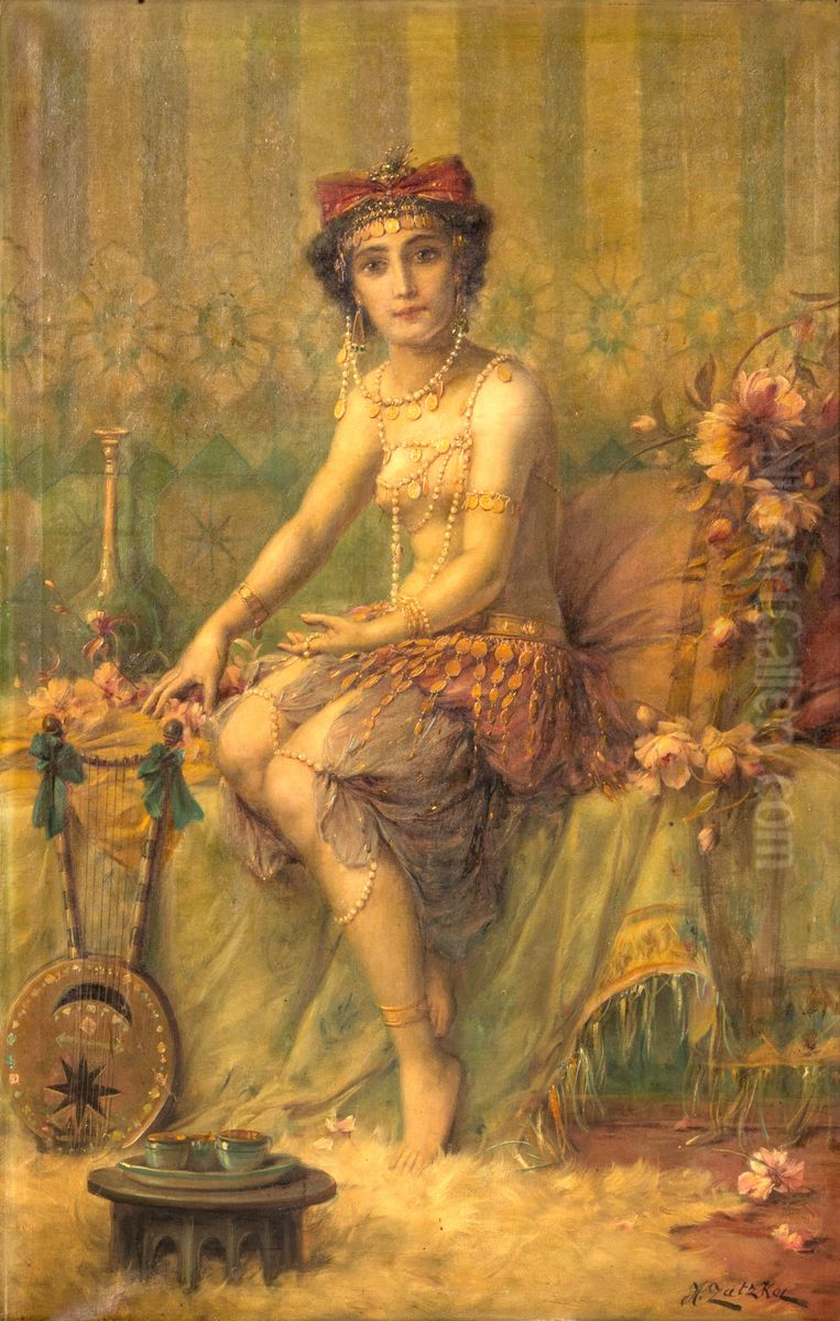 Seated Egyptian Girl Oil Painting by Hans Zatzka